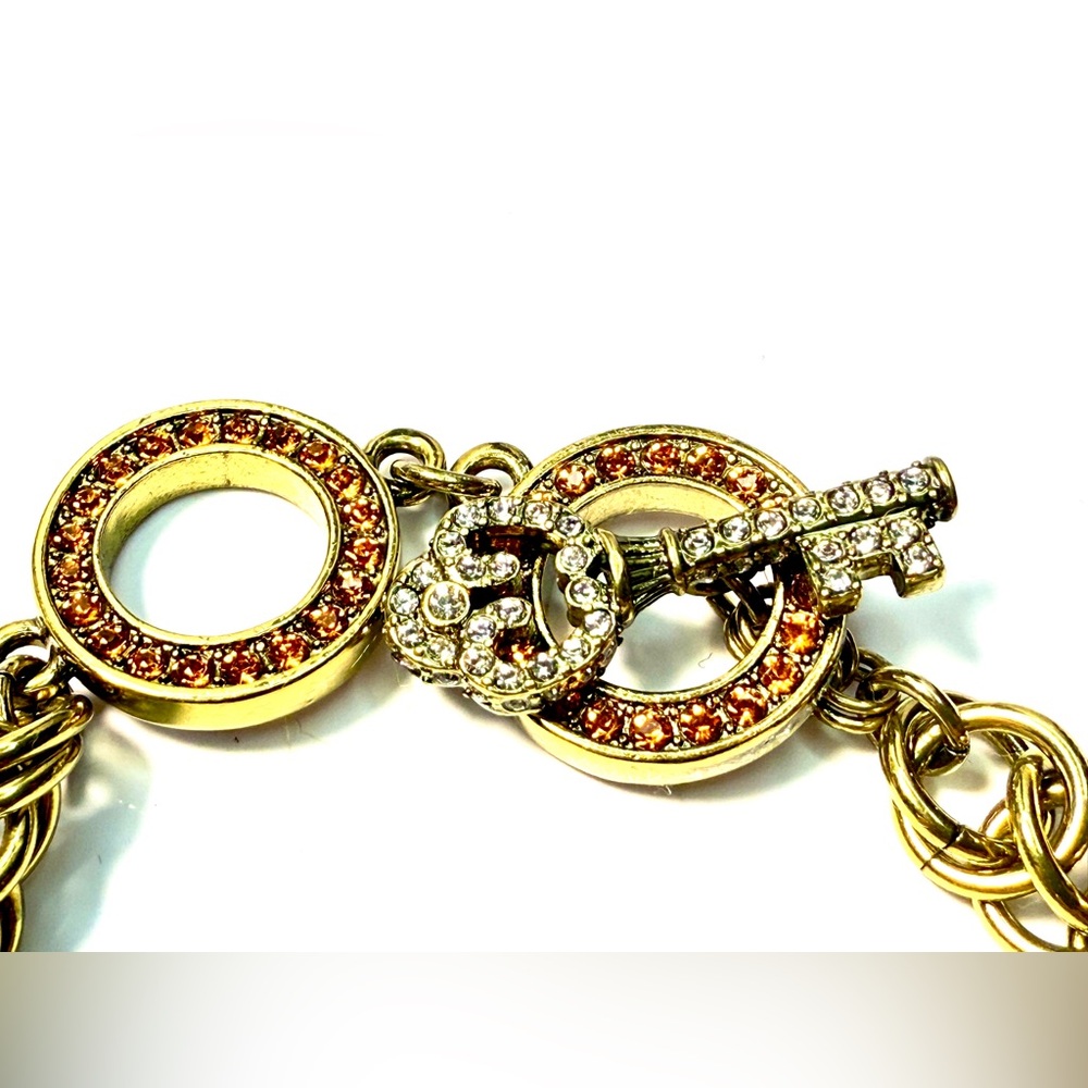 Heidi Daus Gold-Tone Multicolor Pavé Lock Charm Bracelet - Picture 5 of 11